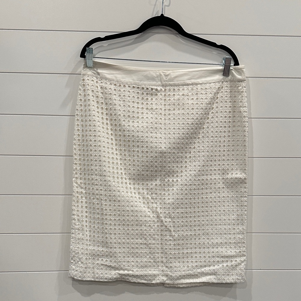 Talbots White Textured Pencil Skirt